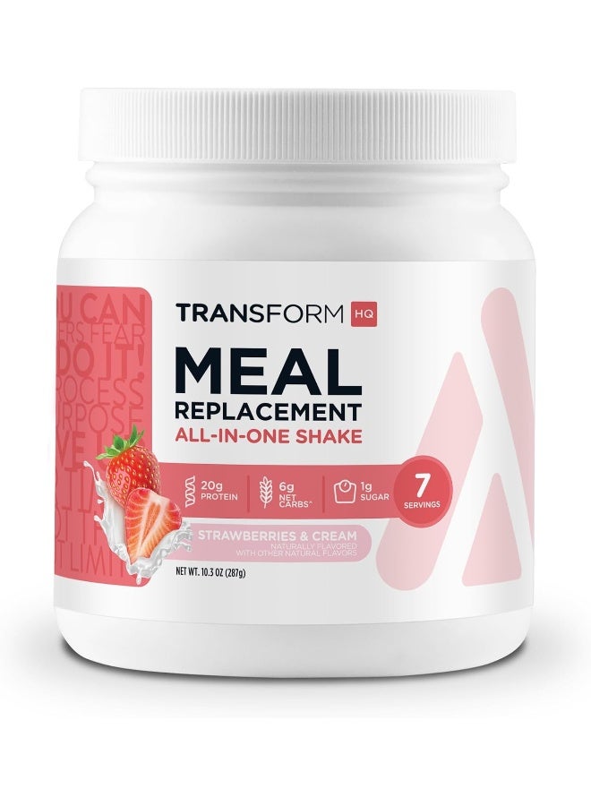 TransformHQ مسحوق استبدال الوجبات 7 حصص (فراولة وكريمة) - خالي من الجلوتين، غير معدل وراثيًا - Image 1
