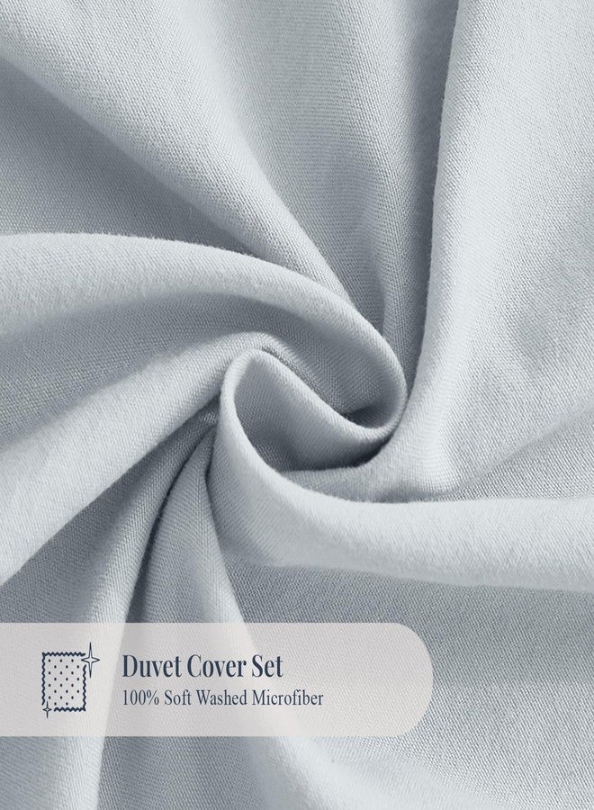 annadaif Cornflower Blue Cover Queen Size, 3 Pieces Soft Washed Microfiber Duvet Cover Set, Comforter Cover with Bowknot Bow Tie (1 Duvet Cover 90x90 Inch, 2 Pillowcases) Easy Care Bedding Set - Image 5