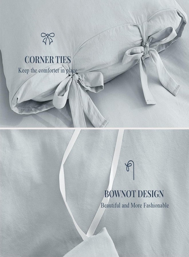 annadaif Cornflower Blue Cover Queen Size, 3 Pieces Soft Washed Microfiber Duvet Cover Set, Comforter Cover with Bowknot Bow Tie (1 Duvet Cover 90x90 Inch, 2 Pillowcases) Easy Care Bedding Set - Image 4