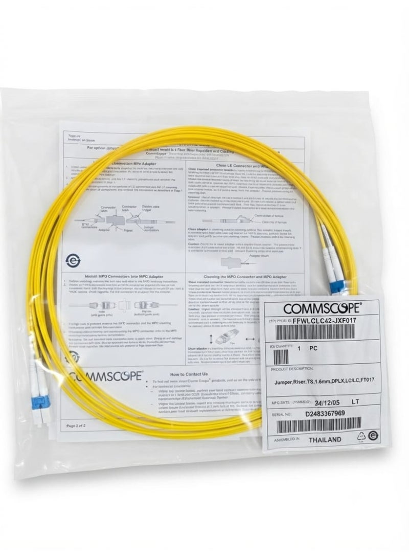 COMMSCOPE Fiber Optic Patch Cable FFWLCLC42-JXF017, Yellow