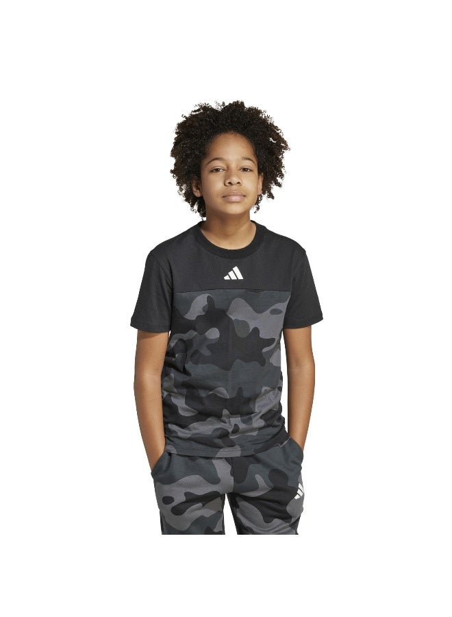 Adidas J Camo T Black Training T-Shirts For Junior 7-8Y - Image 2