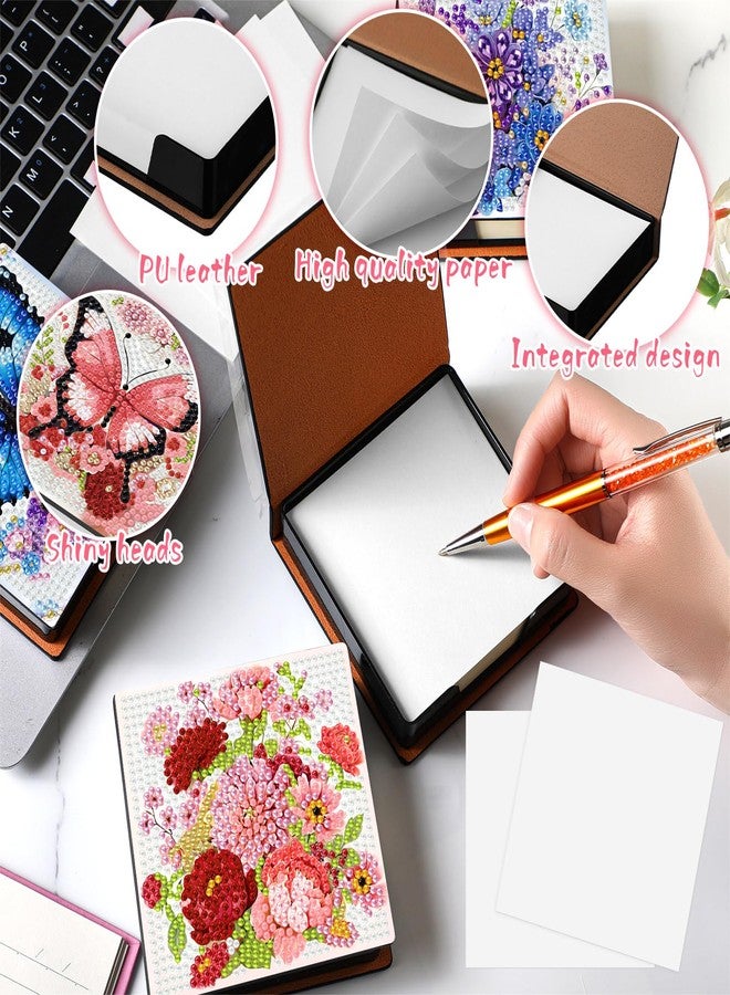 Saillong 4 Pcs Butterfly Diamond Painting Note Box Kit Flower Sticky Note Holders DIY Diamonds Art Storage Box with 160 Sticky Notes Painting Memo Pad for Office Supplies Desk Gifts - Image 5