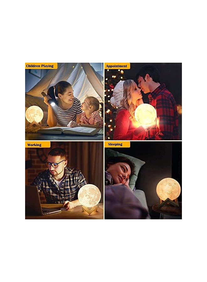 The Bros مصباح القمر 7.9 بوصة 16 لون LED، إضاءة NSL مصباح ليلي مطبوع بتقنية 3D مع قاعدة وتحكم عن بعد/لمس وقابل للشحن عبر USB، مصباح القمر الليلي للأطفال وصديقة/زوجة/عشيقة هدايا عيد الميلاد - Image 4