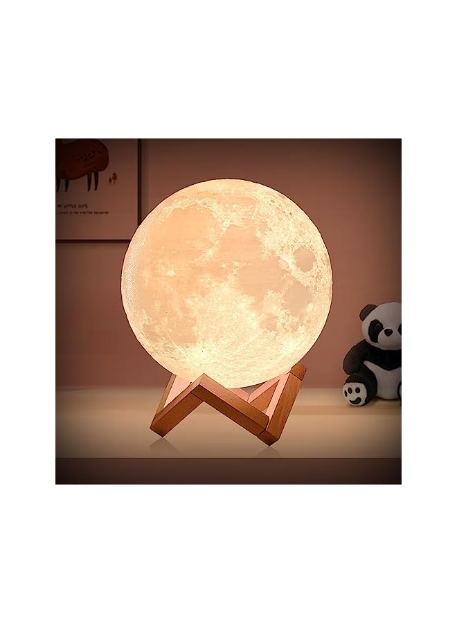 The Bros مصباح القمر 7.9 بوصة 16 لون LED، إضاءة NSL مصباح ليلي مطبوع بتقنية 3D مع قاعدة وتحكم عن بعد/لمس وقابل للشحن عبر USB، مصباح القمر الليلي للأطفال وصديقة/زوجة/عشيقة هدايا عيد الميلاد - Image 2