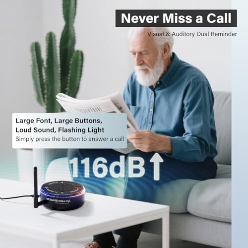 Generturbo Cell Phone Ringer Amplifier & Flasher 164ft Bluetooth Range, 116dB External Ringer for Cell Phone with Big Buttons for Call Answer, Bluetooth Phone Ringer for Seniors & Hearing Impaired, iOS/Android - Image 2