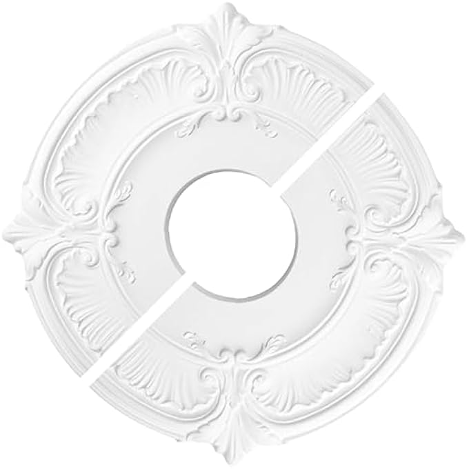 1PACK SPLIT LIGHTING PU CEILING 3D MODELING CEILING COVER PLATE CEILINGFAN MEDALLION HOME 12 INCH OD X 8.71 INCH ID - Image 2