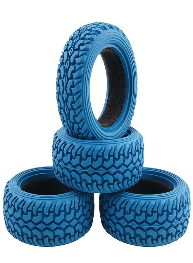 LAFEINA 1:10 Rally Car 75mm Rubber Tires and Wheel Rims for 1/10 Scale HSP 94123 HPI Kyosho Tamiya RC On Road Car(Blue) - Image 5