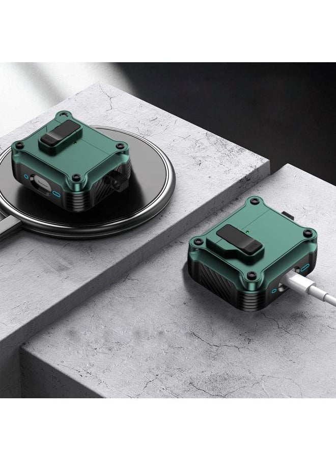 Generic - Suitable For AirPods 4 For Apple Bluetooth Headset Protective Cover With Switch Lock Pop-Up Cover Pro2 Anti-Fall Headphone Case-Color:Dark Green-Applicable Models:Airpods 4 - Image 1