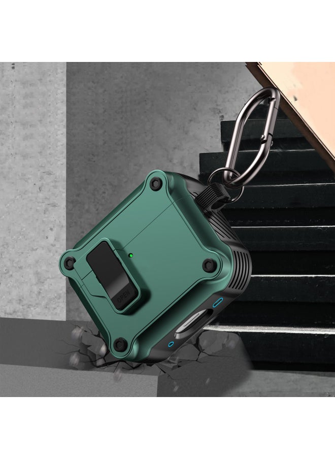 Generic - Suitable For AirPods 4 For Apple Bluetooth Headset Protective Cover With Switch Lock Pop-Up Cover Pro2 Anti-Fall Headphone Case-Color:Dark Green-Applicable Models:Airpods 4 - Image 1
