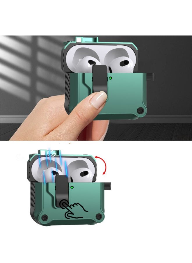 Generic - Suitable For AirPods 4 For Apple Bluetooth Headset Protective Cover With Switch Lock Pop-Up Cover Pro2 Anti-Fall Headphone Case-Color:Dark Green-Applicable Models:Airpods 4 - Image 1