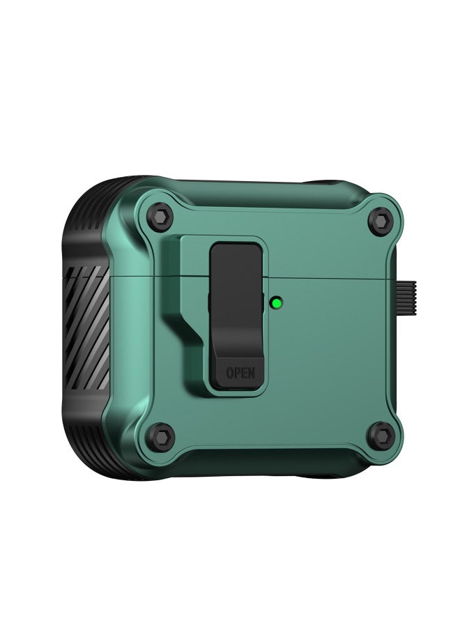 Generic - Suitable For AirPods 4 For Apple Bluetooth Headset Protective Cover With Switch Lock Pop-Up Cover Pro2 Anti-Fall Headphone Case-Color:Dark Green-Applicable Models:Airpods 4 - Image 1