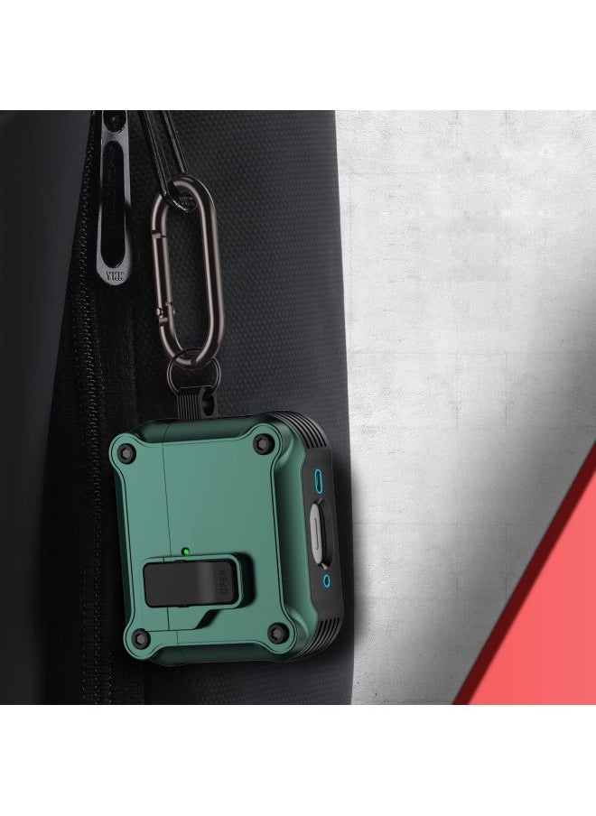 Generic - Suitable For AirPods 4 For Apple Bluetooth Headset Protective Cover With Switch Lock Pop-Up Cover Pro2 Anti-Fall Headphone Case-Color:Dark Green-Applicable Models:Airpods 4 - Image 1