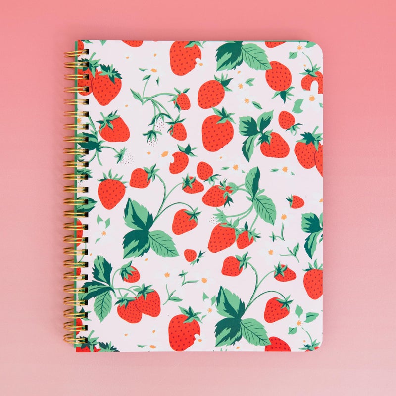 ban.do Rough Draft Mini Spiral Notebook with Saying, 8.5" x 6.75" with Pockets and 160 Lined Pages, Strawberry Fields - Image 5