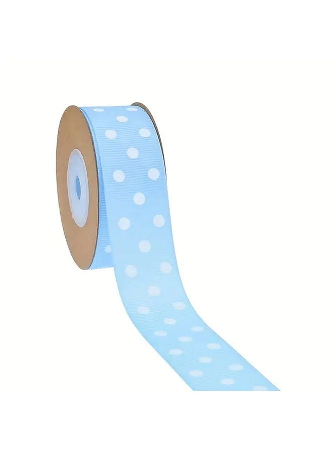 Sky Blue Polka Dot Printed Ribbon 10 Yards Roll For DIY Hair Accessories Party Decor - Image 1