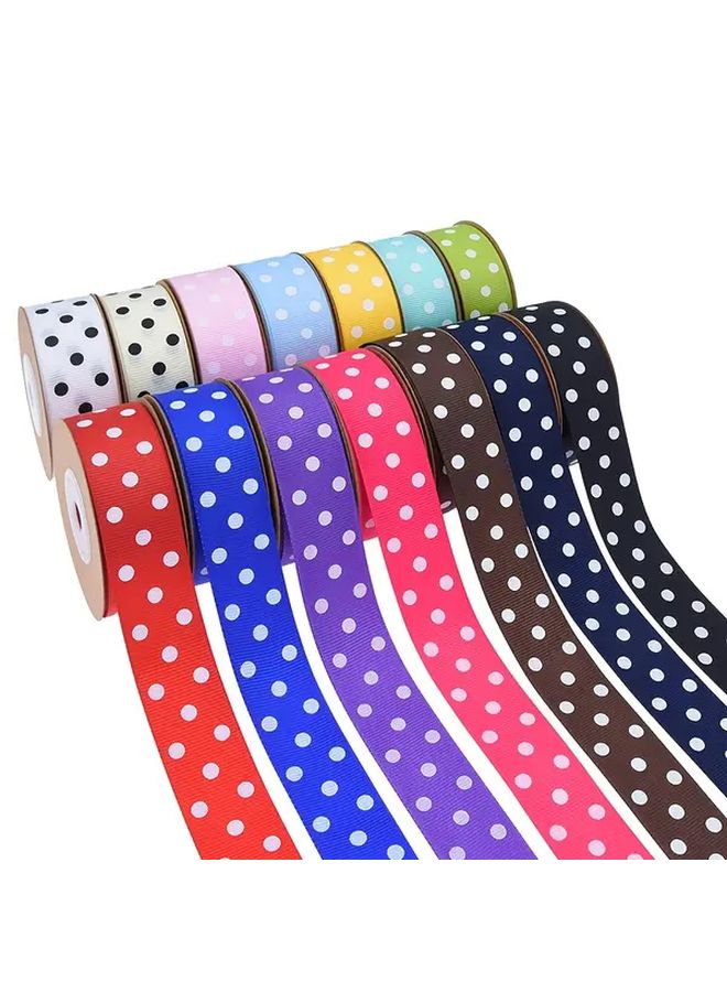 Sky Blue Polka Dot Printed Ribbon 10 Yards Roll For DIY Hair Accessories Party Decor - Image 2