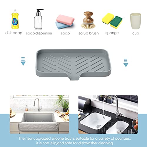 EGWON Kitchen Soap Tray,Kitchen Sink Tray Sponge Tray Kitchen Sponge Holder Self Draining Premium Silicone Soap Holder for Bathroom Counter Sink Caddy Organizer for Dish Soap Bottle,Soap Dispenser - Image 5