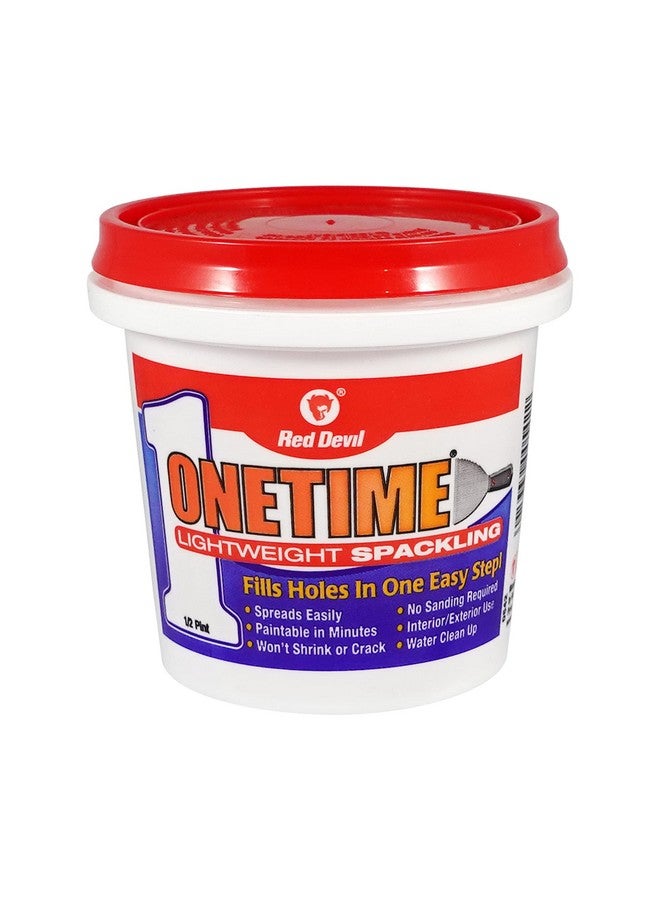 Red Devil 0542 ONETIME Lightweight Spackle Wall Repair, Spackling for Holes Drywall, 1/2 Pint, White, 8 Ounce, Made in USA - Image 1