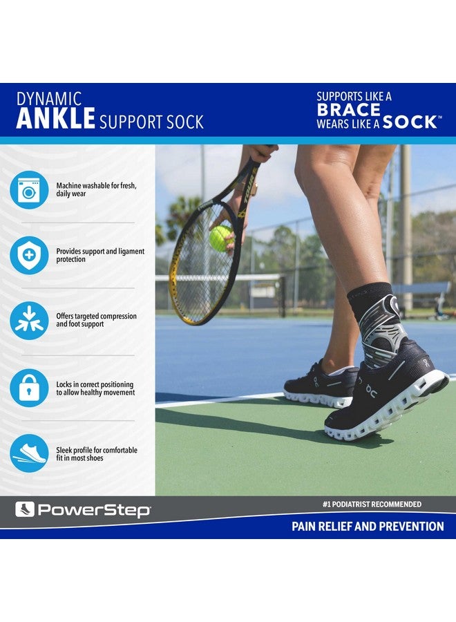 باور ستيب جوارب Powerstep للجنسين للثبات الديناميكي، ودعامة الكاحل والضغط، للمرونة والدعم والوقاية من الإصابات، لون أسود، مقاس متوسط على اليسار - Image 3
