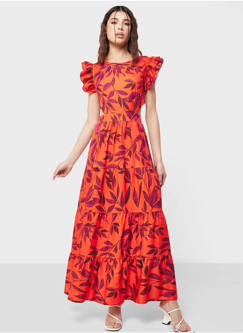 Ginger - Ruffled Sleeve Printed Dress - Image 1