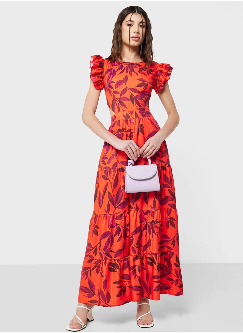Ginger - Ruffled Sleeve Printed Dress - Image 1