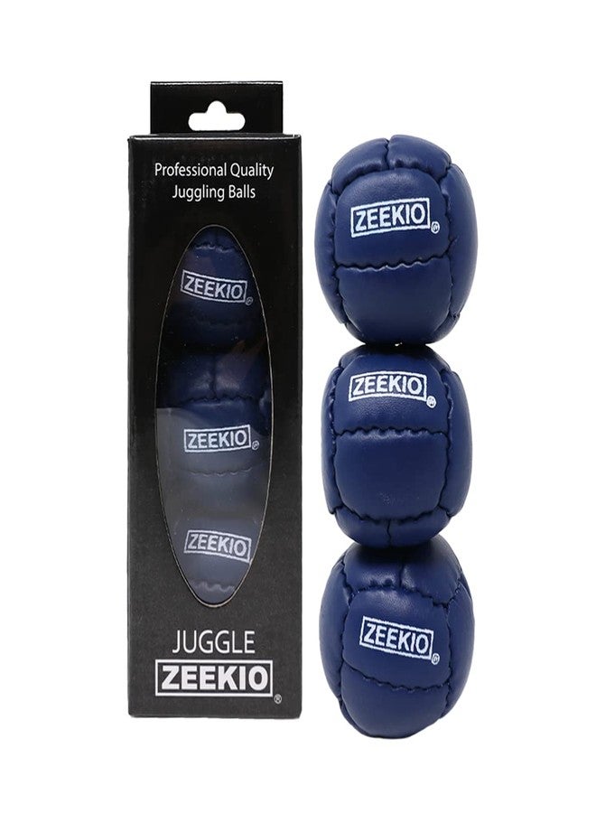 Zeekio Galaxy Juggling Balls - Premium 12 Panel Genuine Leather Balls - 130g - 67mm - Pack of 3 Dark Blue - Image 1