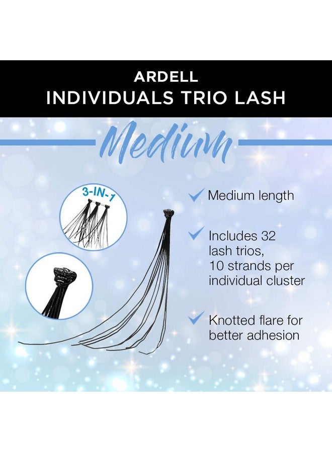 أرديل مجموعة ثلاثية من الرموش الصناعية الفردية من أرديل، متوسطة الحجم، باللون الأسود، مكونة من 4 قطع - Image 1