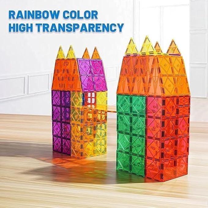 PREMIUM MAGNETIC TILES FOR KIDS, 3D BUILDING BLOCKS CONSTRUCTIONAL SET - UNLEASH LIMITLESS CREATIVITY AND STEM LEARNING, DELUXE SET WITH 2 CARS 9918B - Image 4