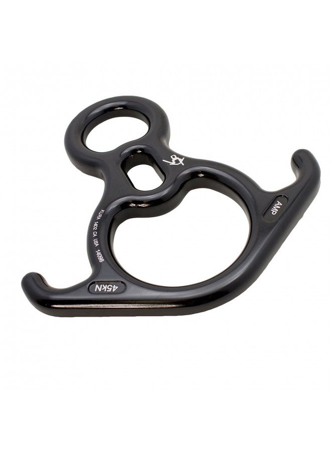 Fusion Climb Aluminum Terminal 8 Descender Black, Large Bent Ear Belaying and Rappelling Gear Belay Device, Perfect for Climbing, Ziplining and Rescue(FP-8145-BLK) - Image 2