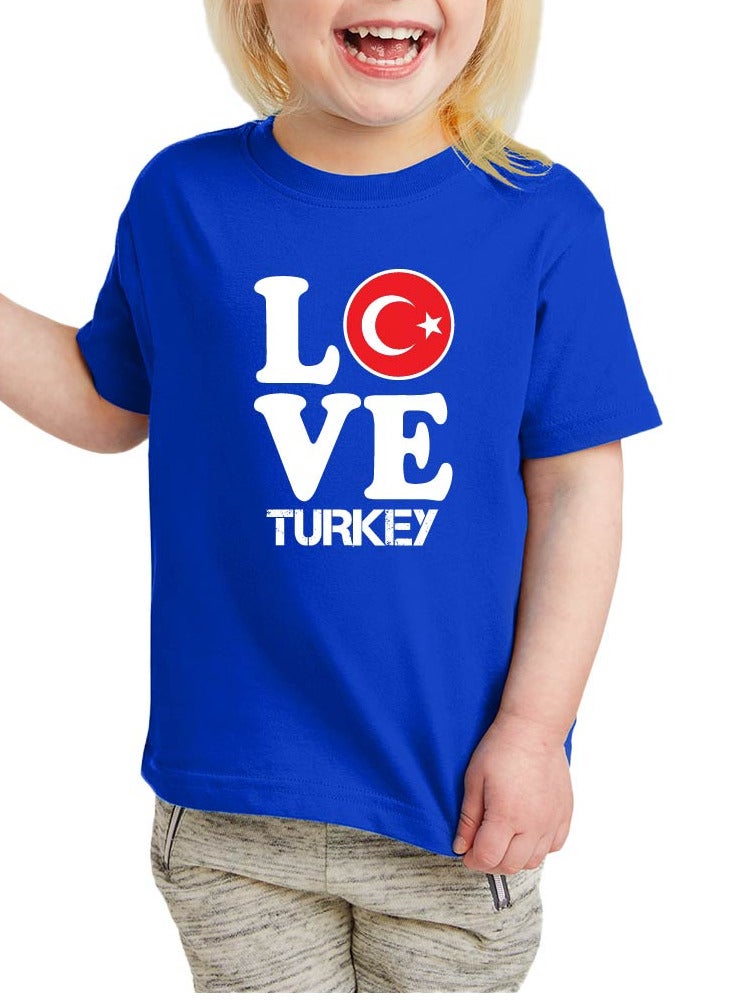 Turkey Kids Girls T-Shirt - Round Neck Short Sleeve Cotton T-Shirt - Celebrate Turkey with Your Little Explorer - Fun Turkish Design - Image 1