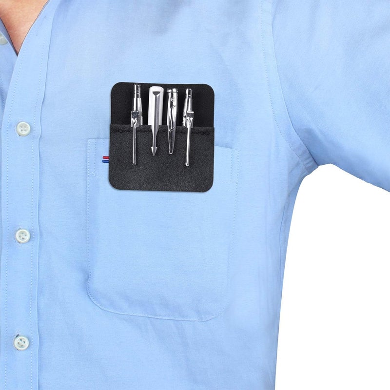 Wisdompro Genuine Leather Heavy Duty Pocket Protector Pen Holder Pouch for Shirts, Lab Coats, Pants - Multi-Purpose - Holds Pens, Pointers, Pencils, and Notes - Vintage Black - Image 5