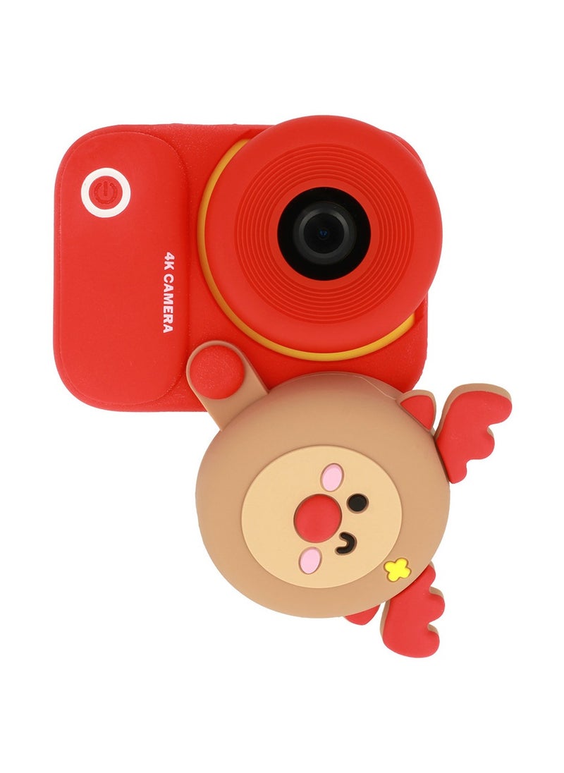 PICOCICI SurpKids Digital Camera Pocket Camera 4K Photo 48M Dual Camera 1080P Video 2.4 Inch Screen Cute Cartoon Looking For Kids  Rosy Pink Fashion Mini Trinket Purse with Handle and Sling Strap Red  - Image 3