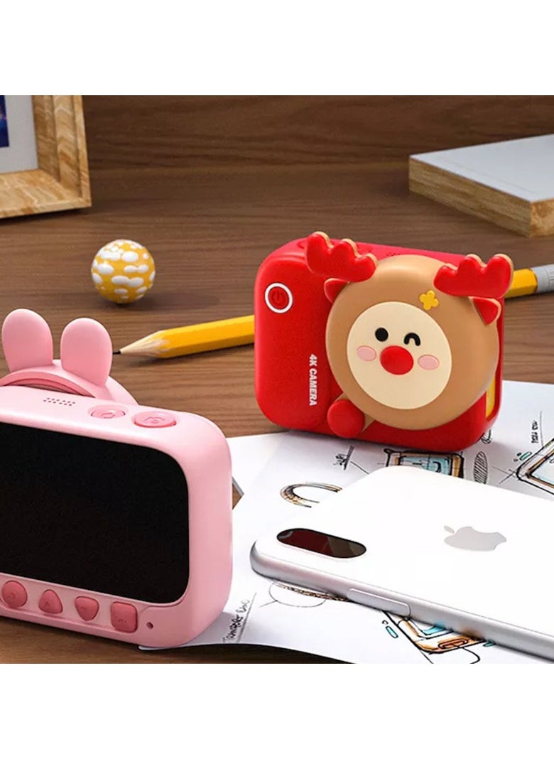 PICOCICI SurpKids Digital Camera Pocket Camera 4K Photo 48M Dual Camera 1080P Video 2.4 Inch Screen Cute Cartoon Looking For Kids  Rosy Pink Fashion Mini Trinket Purse with Handle and Sling Strap Red  - Image 5