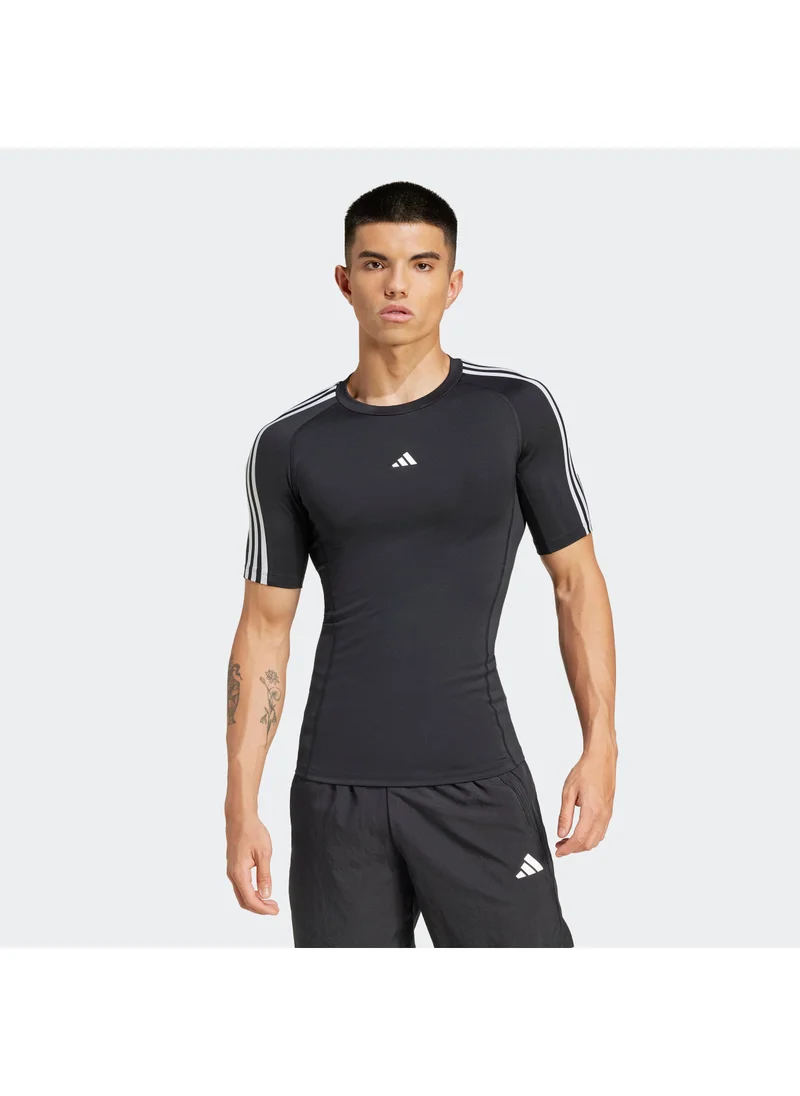 اديداس Techfit Compression Training 3 Stripes T-Shirt