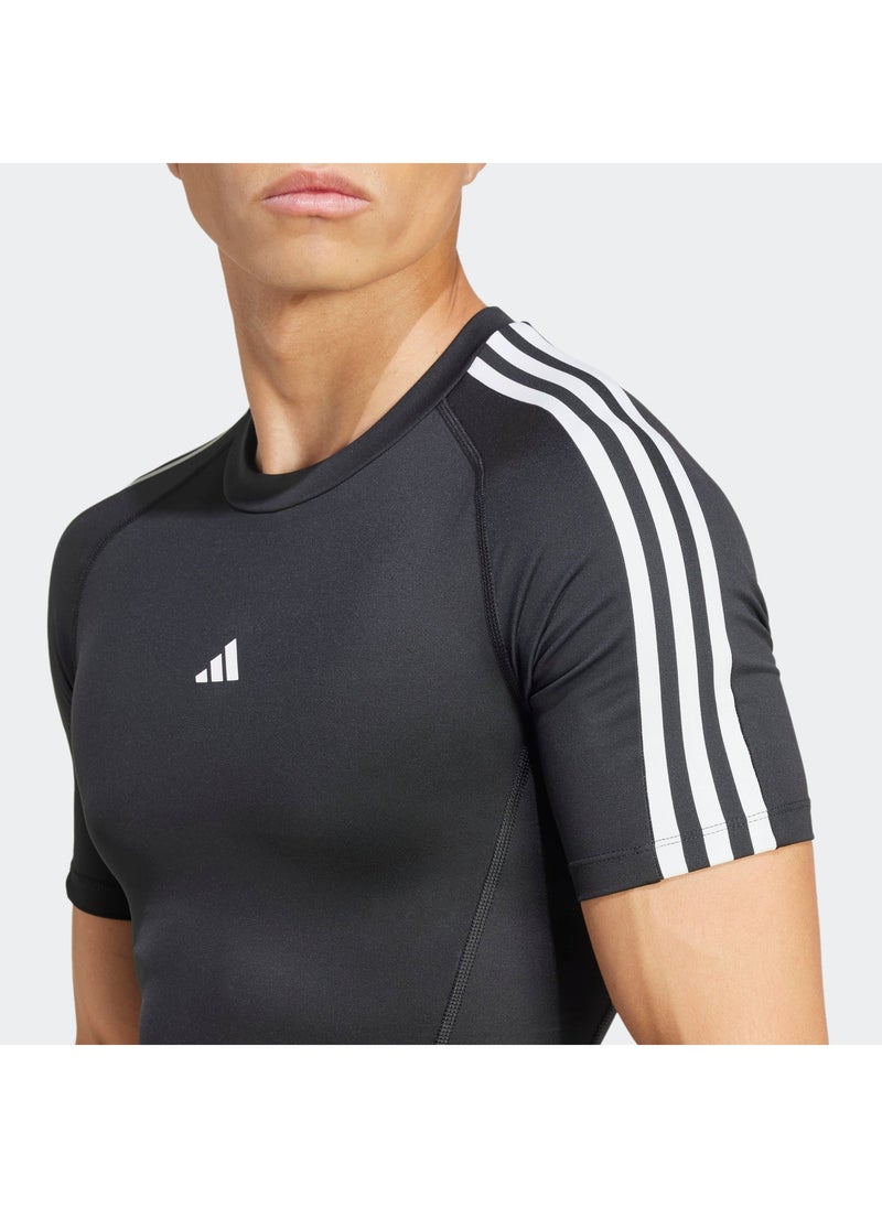 Adidas Techfit Compression Training 3 Stripes T-Shirt - Image 4