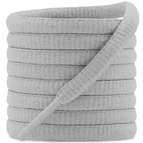 DELELE 2 Pair Oval Shoes laces Half Round 1/4" Athletic Shoelaces Shoe Strings Gray 31 inch - Image 1