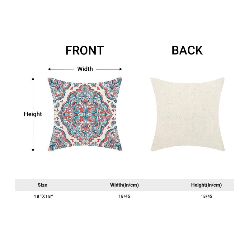 AEIOAE Aqua Teal Boho Pillow Covers 18x18 Inch Set of 2 Burnt Orange Carpet Pattern Throw Pillows Case Ethnic Design Retro Outdoor Decorative Square Linen Farmhouse Decor Cushion Covers for Sofa Couch - Image 5