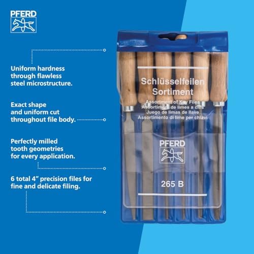 PFERD مجموعة مفاتيح بفيرد 4" 265 ب، 6 قطع – مع مقابض خشبية وحقيبة بلاستيكية – للتشطيب الدقيق والحساس – الجزء 17012 - Image 4