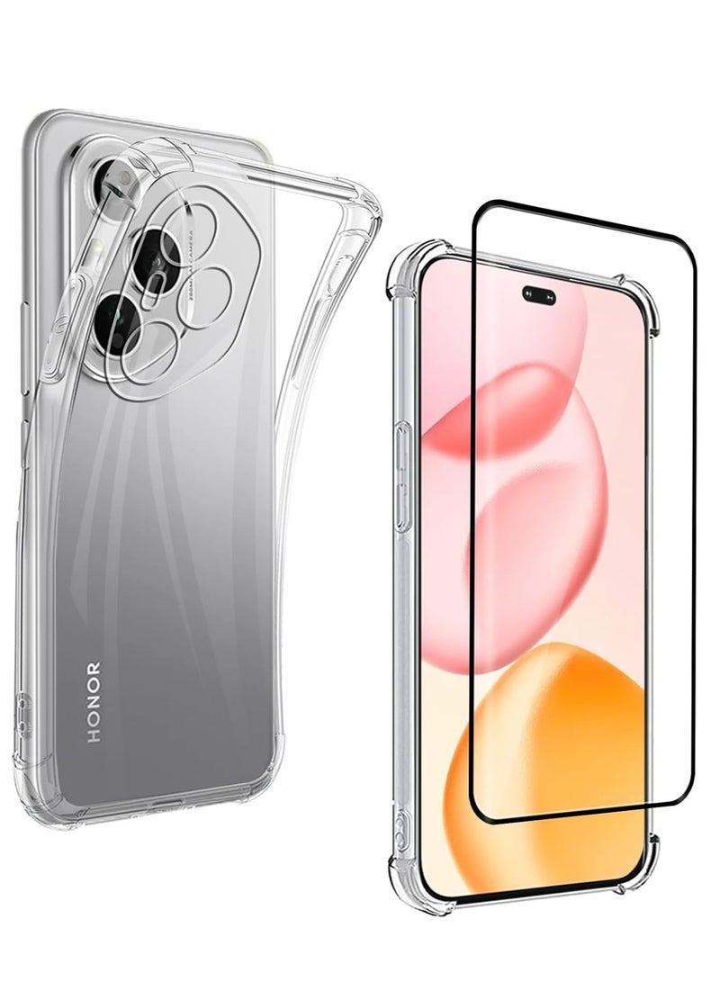 BORTONY HONOR 400 Pro Clear Case Cover with 1-Pack 3D Full Coverage Tempered Glass Slim Fit Airbag Drop Protection Shockproof Phone Cover For HONOR 400 Pro 6.7-inch - Image 1