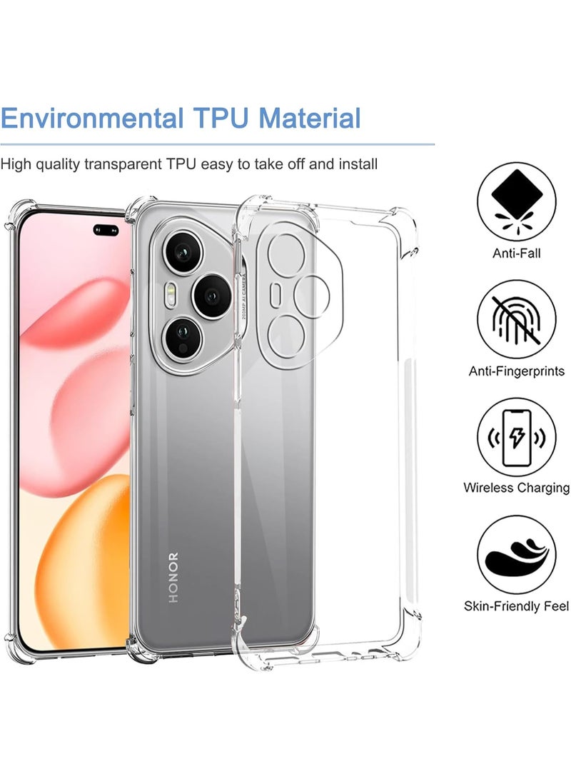 BORTONY HONOR 400 Pro Clear Case Cover with 1-Pack 3D Full Coverage Tempered Glass Slim Fit Airbag Drop Protection Shockproof Phone Cover For HONOR 400 Pro 6.7-inch - Image 4