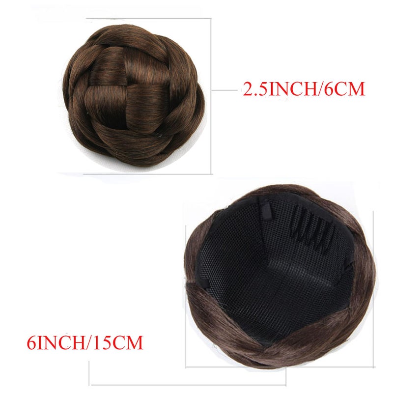Funyn Synthetic Hair Chignon Scrunchie Natural Grey Hair Braided Bun Donut Hairpieces Clip in Hair Bun Extensions Updo Space Bun for Women Beauty (#Gray) - Image 3