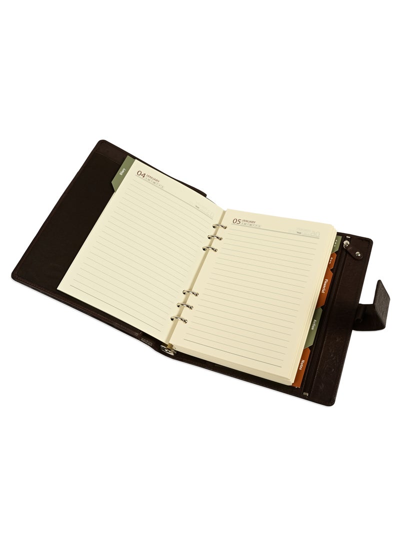 FIS® Leather Organizer "STRUTHIO" and Activity Journal, Size : A5 (14.8 x 21cm), Color : Brown_ FSORLO3BR - Image 1