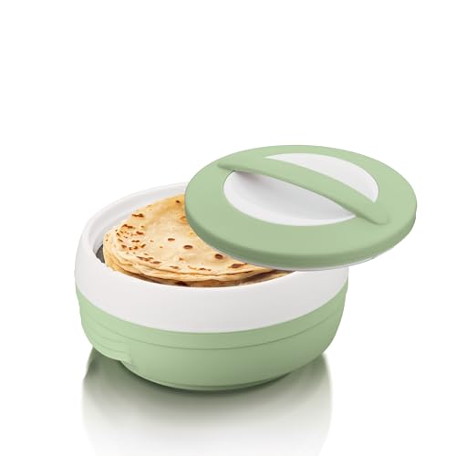 ASIAN Plastic Plastowares - Cosmos Casserole (1000 ml)|BPA-Free|Food Grade|Keeps Food Hot|Ideal for Serving, Gifts for Diwali & Housewarming|Airtight Casserole|Hot Box for Chapati |Foodz Green - Image 1
