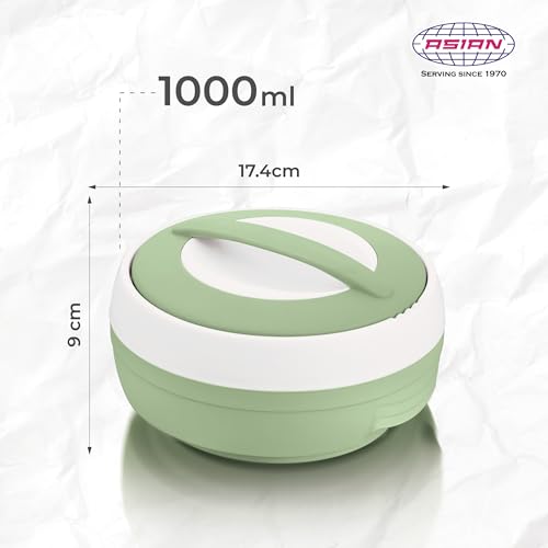 ASIAN Plastic Plastowares - Cosmos Casserole (1000 ml)|BPA-Free|Food Grade|Keeps Food Hot|Ideal for Serving, Gifts for Diwali & Housewarming|Airtight Casserole|Hot Box for Chapati |Foodz Green - Image 3