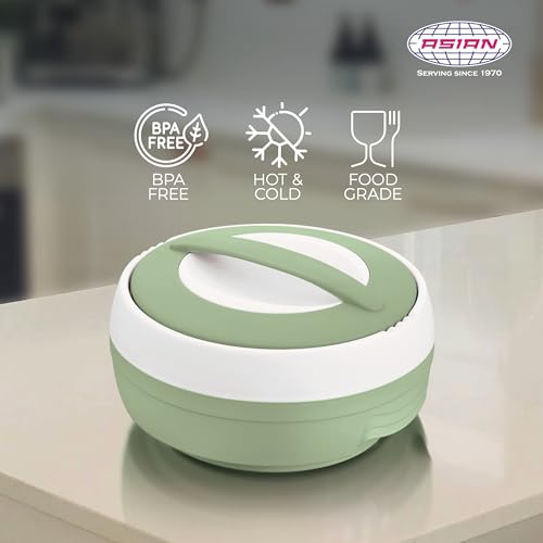 ASIAN Plastic Plastowares - Cosmos Casserole (1000 ml)|BPA-Free|Food Grade|Keeps Food Hot|Ideal for Serving, Gifts for Diwali & Housewarming|Airtight Casserole|Hot Box for Chapati |Foodz Green - Image 5