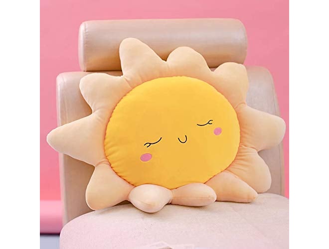 Peach Cuddle Sun Shaped Velvet Cushion for Kids Room, Living Room, Bedroom, Luxury Furnishing, Throw Pillow (16x16 inch, Orange) - Image 1