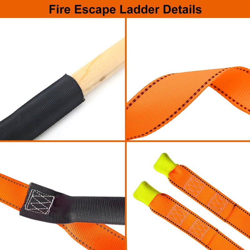 FKNGS Fire Escape Ladder, 26.2 Feet Emergency Fire Ladder, 2-3 Story Homes Reusable Safety Rope Ladder for Kids and Adults - Image 5