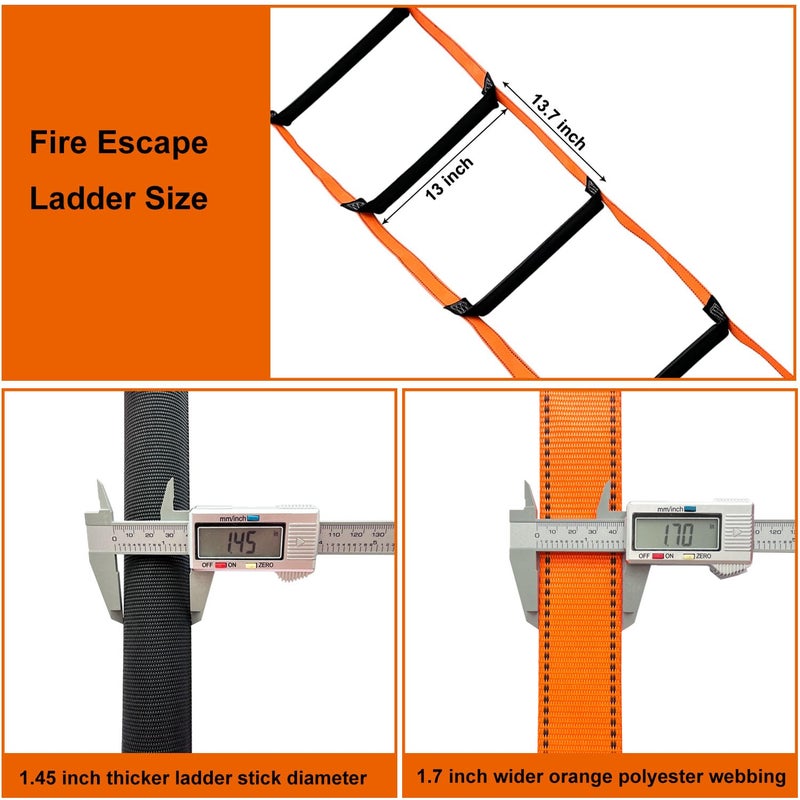 FKNGS Fire Escape Ladder, 26.2 Feet Emergency Fire Ladder, 2-3 Story Homes Reusable Safety Rope Ladder for Kids and Adults - Image 4