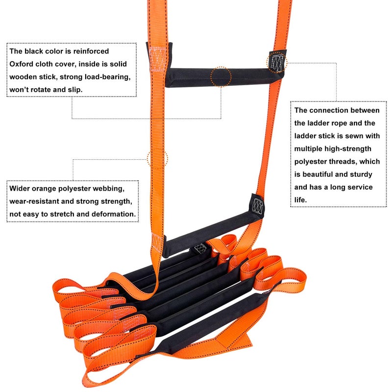 FKNGS Fire Escape Ladder, 26.2 Feet Emergency Fire Ladder, 2-3 Story Homes Reusable Safety Rope Ladder for Kids and Adults - Image 3