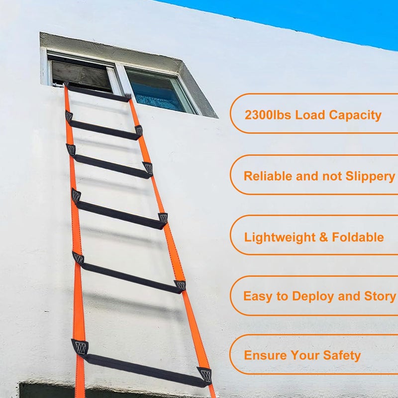 FKNGS Fire Escape Ladder, 26.2 Feet Emergency Fire Ladder, 2-3 Story Homes Reusable Safety Rope Ladder for Kids and Adults - Image 2
