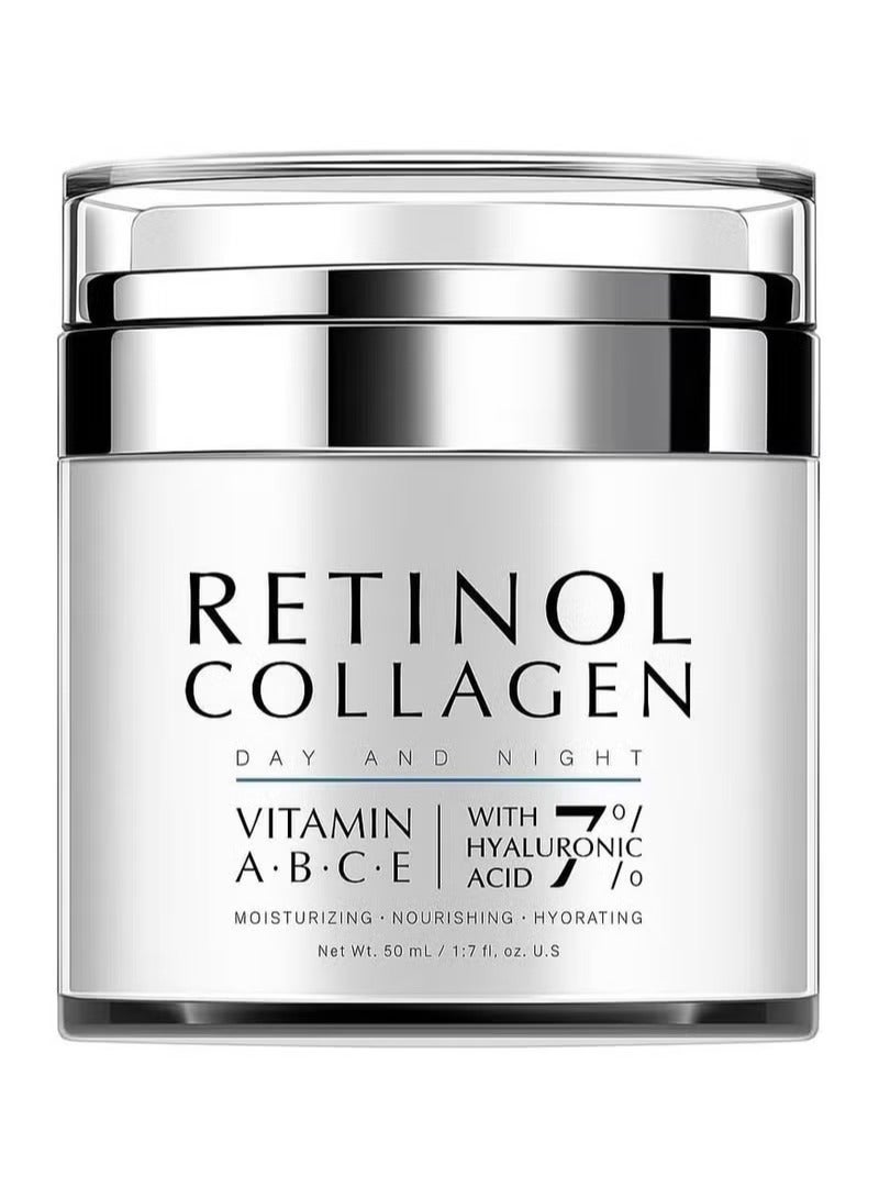 NowNoon Retinol Collagen Day & Night Cream – Anti-Aging Moisturizer with Vitamins A, B, C, E & Hyaluronic Acid – Firming, Hydrating, Women & Men Nourishing Face Cream – 50ml - Image 1